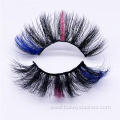 thick fluffy pink and blue colored fake eyelashes